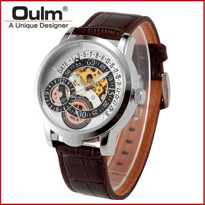 

Oulm brand hotsale genuine leather wrist watch Chinese mechanical hand wind watch