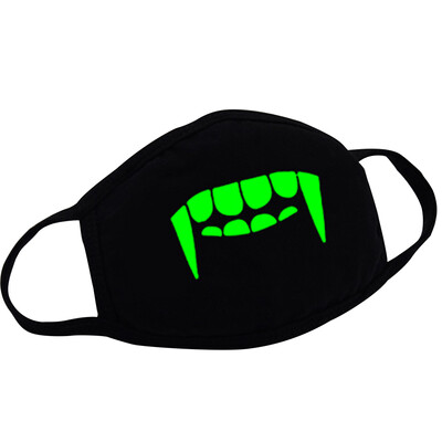 

MyMei Unisex Black Mouth Mask Light Noctilucent Luminous Dust Teeth Fangs Mask Hot