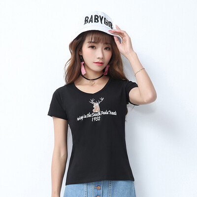 

City Plus CITYPLUS Arts Fan Short Sleeve V Shirt Slim Printed Top Tie Shirt T-Shirt CWTD174158 Black