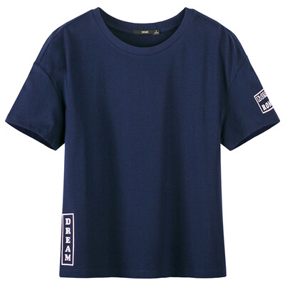 

Semir short body T-shirt loose Korean version of the letter hit the simple students T-shirt 19037000602 dark blue L