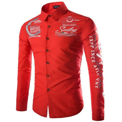 

New autumn and winter men's shirt printing casual long sleeve
