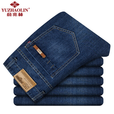 

Yu Zhaolin jeans men leisure and comfortable men straight in the waist simple denim trousers YZL512 blue and black 35