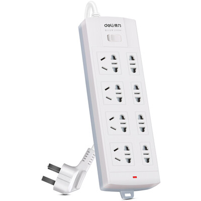 

Deli 3983 new national standard anti-overload 8-bit 5-meter control switch socket plug plug board wiring board row plug drag board