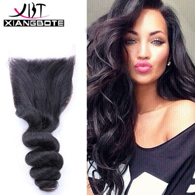

7A Brazilian Virgin Hair Loose Wave 3 Bundles With Closure 4x4 Lace Closure Human Hair Brazilian Virgin Hair With Closure