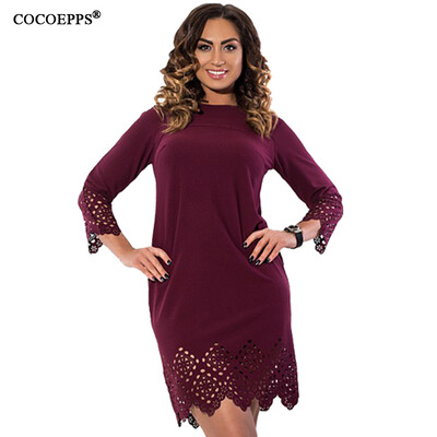 

COCOEPPS Women Large Size Dress 2017 Plus Size Ladies O Neck Three Quarter Summer Short Dresses with Zipper Vestidos Femininos