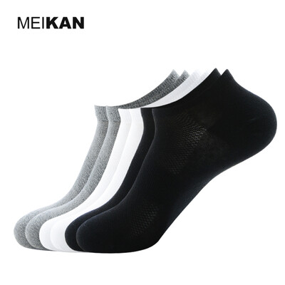 

MEIKAN Mens Breathable Black Boat Socks 6 Pairs/lot