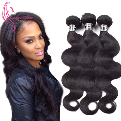 

7A Brazilian Virgin Hair 3 Bundles Body Wave Hair Weave Extensions Unprocessed Human Hair Piece Soft and Bouncy 1B Color