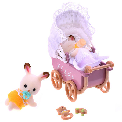 

[Jingdong Supermarket] Senbeier family girl gift every family toy simulation doll doll - chocolate rabbit twins furniture sets SYFC22068