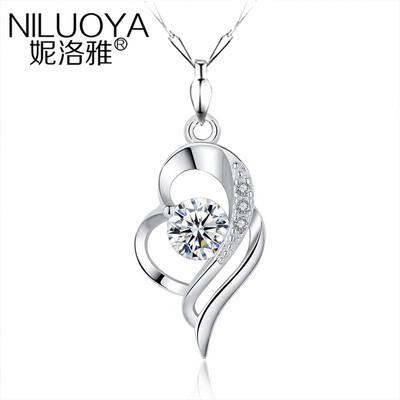 

Nilea Love 925 Silver Necklace Female Chainbone Chain Fashion Heart Shape Silver Necklace Birthday Gift
