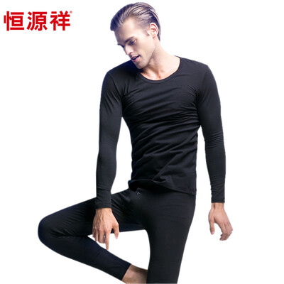 

HengYuanxiang men's thin warm autumn clothes, thermal underwear set with round collar