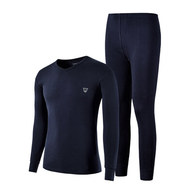 

Playboy Qiuyi Qiuku Mens Thin Cotton Thermal Underwear Set Round Collar Foundation Bottom Lingerie Cotton Sweater Navy