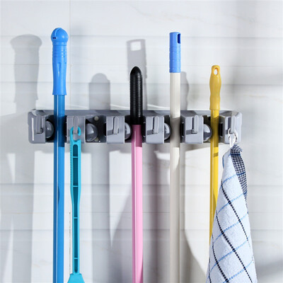 

Jingdong Supermarket Ou Runzhe 5 card position mop rack wall multi-function broom broom frame plus large gray