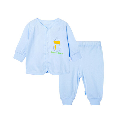 

Beibei Yi Bornbay Set 2017 Spring&Autumn Four Seasons Printing Series Cotton Front Button Long Sleeve Set BB8096 Light Blue 66