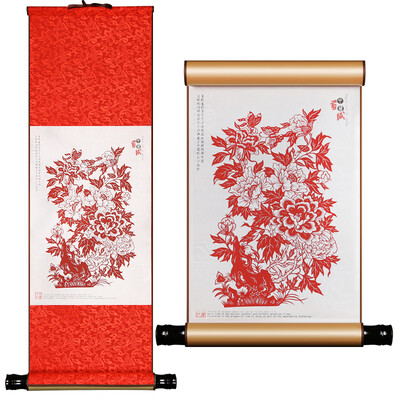 

Weilong Chinese characteristics craft gift silk paper-cut scroll painting traditional crafts foreign affairs abroad to send foreigners gifts to send teachers to send elders gifts B models flowers rich