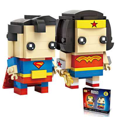 

Loz MINI doll particles building blocks toys hero cartoon mini particles blocks creative gifts puzzle spell plug building blocks Superman and Wonder Woman / 268PCS