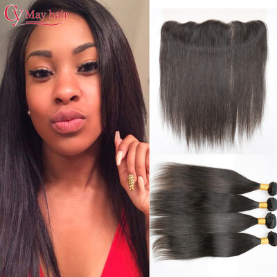 

134 Ear To Ear Lace Frontal Closure With Bundles 3 Bundles With Lace Frontal Closure Brazilian Straight Hair With Frontal