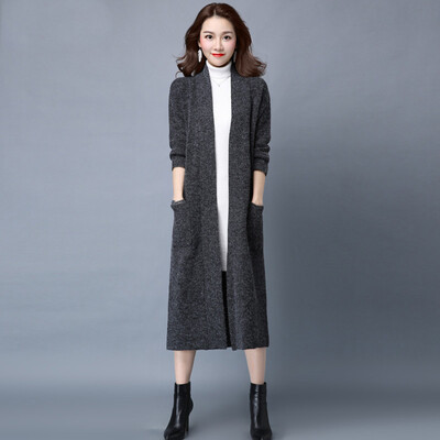 

Sibara Cottage 2017 autumn new women sweater cardigan long paragraph loose loose long sleeve jacket S63H0025A8JM dark gray all