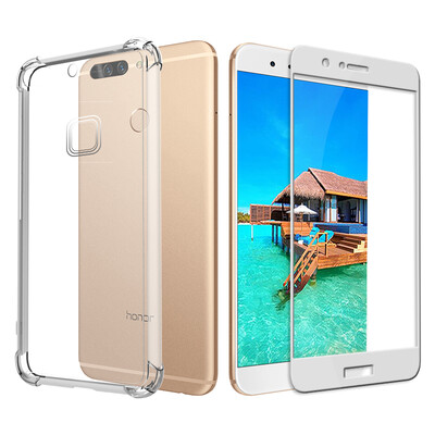 

【Send full-screen tempered film】 ESCASE Huawei glory V9 phone shell / glory V9 tempered film full-screen white air bag drop soft shell / transparent protective cover