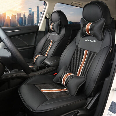 

Huashi Lingdu cushion Volkswagen Lingdu seat cushion four seasons universal full enveloping cushion Lingdu modified special car seat cover seat set ice silk luxury version - sports black