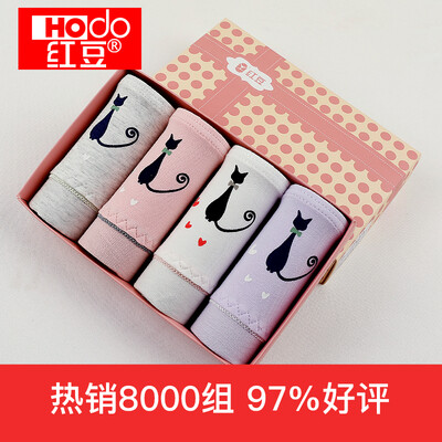 

Jingdong supermarket] red beans (hongdou) underwear ladies underwear 4 hit the color side of the package soft cotton cartoon printing briefs Spring Story of the word 170/90