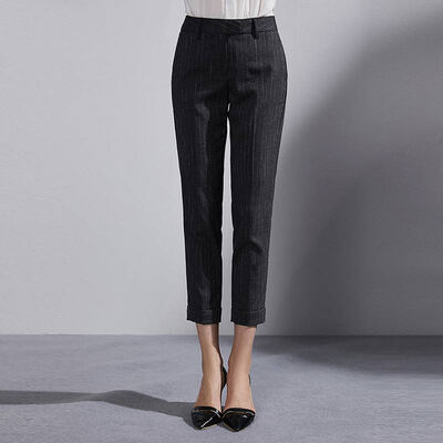 

Marc Rebecca vertical stripes wild casual pants Slim Pants 72025K camel vertical bar
