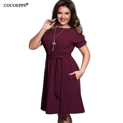 

COCOEPPS Elegant Casual women blue dresses big sizes NEW 2017 plus size women clothing Summer style o-neck bodycon Chiffon Dress