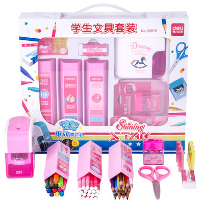 

Deli 68876 student stationery gift box children&39s school supplies spree painting 8 suit red