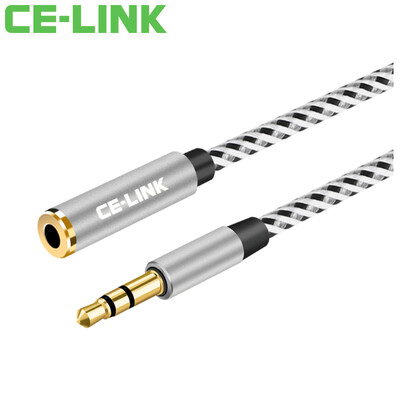 

CE-LINK 2443 car AUX audio line male to female extension line 05 meters mobile phone flat headphone extension line car 35 stereo audio extension line space gray
