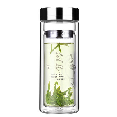 

[Jingdong Supermarket] Fu Guang double transparent belt covered with filter tea insulation business water cup 280ml