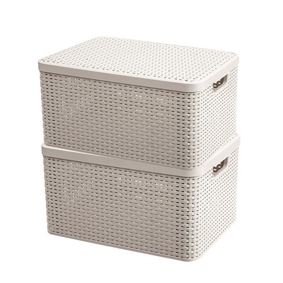 

JEKO&JEKO plastic fashion sundries storage basket storage box 2 Pack storage box storage box storage box clothes toy rattan storage basket milky white SWB-5373