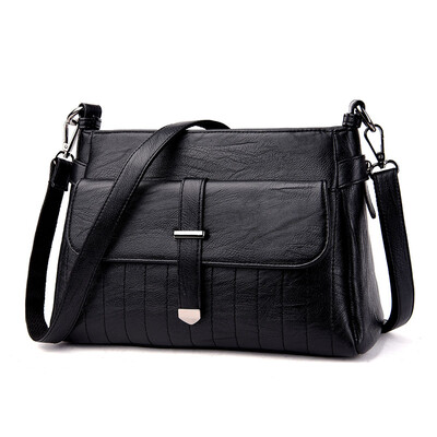 

Women Leather Designers High Quality Striped Saddle Shoulder Bag Ladies Vintage Crossbody Sac A Main Small Messenger Bag Handbag