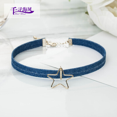 

Chihiro sea breeze Fingdwind golden five-star necklace choker collar short paragraph clavicle necklace pendant necklace accessories neck accessories five-pointed star