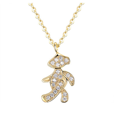 

AFFINER 14K Gold Necklace Ladies Fantasy Star fun bear Japan and South Korea fashion clavicle chain jewelry AFP2064K