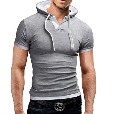 

Men'S T Shirt 2017 Summer Fashion Hooded Sling Short-Sleeved Tees Male T-Shirt Slim Male Tops 4XL