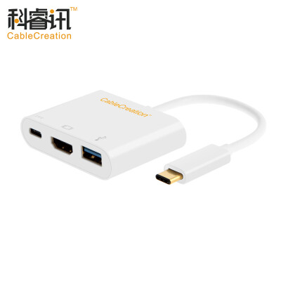 

CABLE CREATION Type-C to HDMI + USB HUB Converter with TV Projector 12 "MacBook Extended USB Adapter USB-C Rechargeable Black CD0077