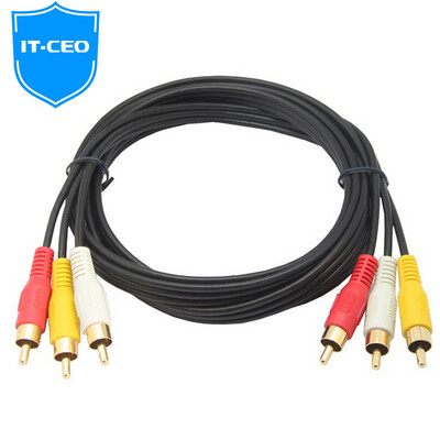 

IT-CEO V083R AV audio&video cable three pairs of three lotus head line 3RCA to 3RCA male to public AV adapter line red&white TV set-top box line 2 meters black