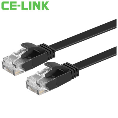 

CE-LINK 3095 flat six-type twisted pair cable 1 meter CAT6 UTP oxygen-free copper cable flat line computer jumpers Category 6 network cable black