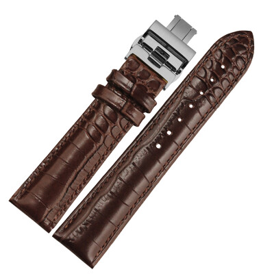 

NP01 20mm Watchband Women And Men With Silver Butterfly Buckle Calfskin Watchstrap black/brown/dark brown