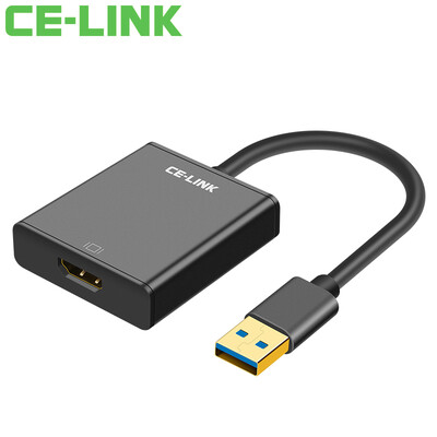 

CE-LINK USB3.0 to HDMI converter external graphics comes with memory compatible USB2.0 computer connection HD TV projection aluminum alloy shell 15cm black 1919