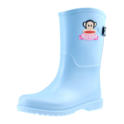 

PaulFrank big mouth monkey rain boots ladies tube fashion color buckle rain boots waterproof rubber shoes water shoes PF1004 sky blue 38 yards