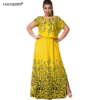 

COCOEPPS 2017 Summer Women -6XL Chiffon Print Long Dress Short Sleeve Casual Floor-Length Large Big Size Maxi Dresses vestidos