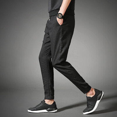 

AEMAPE Casual Pants Men Spring Summer Autumn Youth Slim Stretch Trousers Pantyhose JT1701 Black