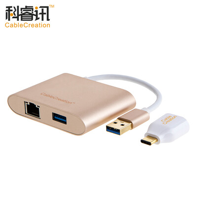 

CABLE CREATION USB30 to Gigabit Ethernet 3 port HUB hub splitter USB30 to RJ45 converter with Type-c to USB30 adapter CD0156
