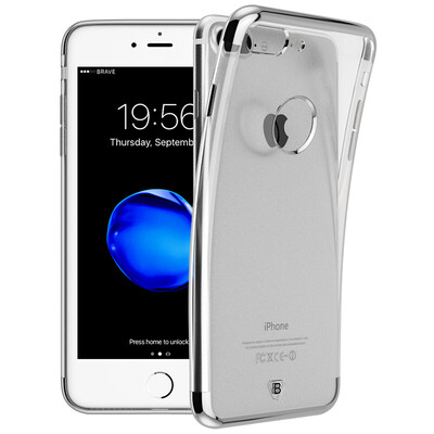

BIAZE Apple 7 Plus Phone Case iPhone7 Plus Sleeve Plating TPU All-inclusive Wrapping Transparent Soft Case Crystal Series JK116-Silver