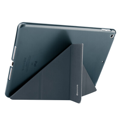 

Baseus) Apple new iPad protective cover 2017 new iPad7 protective shell drop three fold stent 9.7 inch leather navy blue