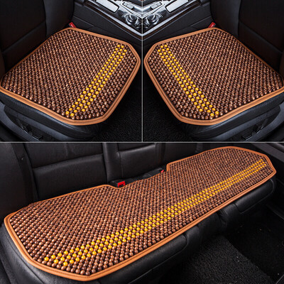 

Huashi car mat mat wooden beads car seat single piece three sets of new no backrest rosewood single mat summer breathable seat cushion car accessories charm coffee three-piece