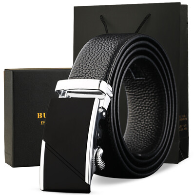 

Bai Ti (BUYBARLY) мужской первый слой кожи автоматическая пряжка пояса мужской ремень безопасности B-19 черный серебристый сторона