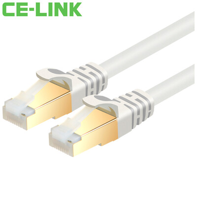 

CE-LINK CAT7 Flat Cable 2m Seven Dual Shield High Speed ​​SSTP Network Jumper Flat Wire Computer Router Network Cable 24K Gold Plated Black A1539