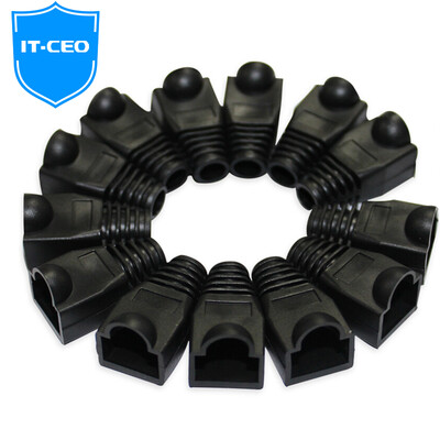 

IT-CEO V7W4 cable crystal head protective sleeve RJ45 network crystal head cover holster high-quality environmental protection 100PCS a box black