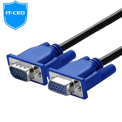 

IT-CEO V08VY VGA signal extension cable 3 6 computer monitor TV projector video signal extension cord double magnetic ring needle hole 2 meters black